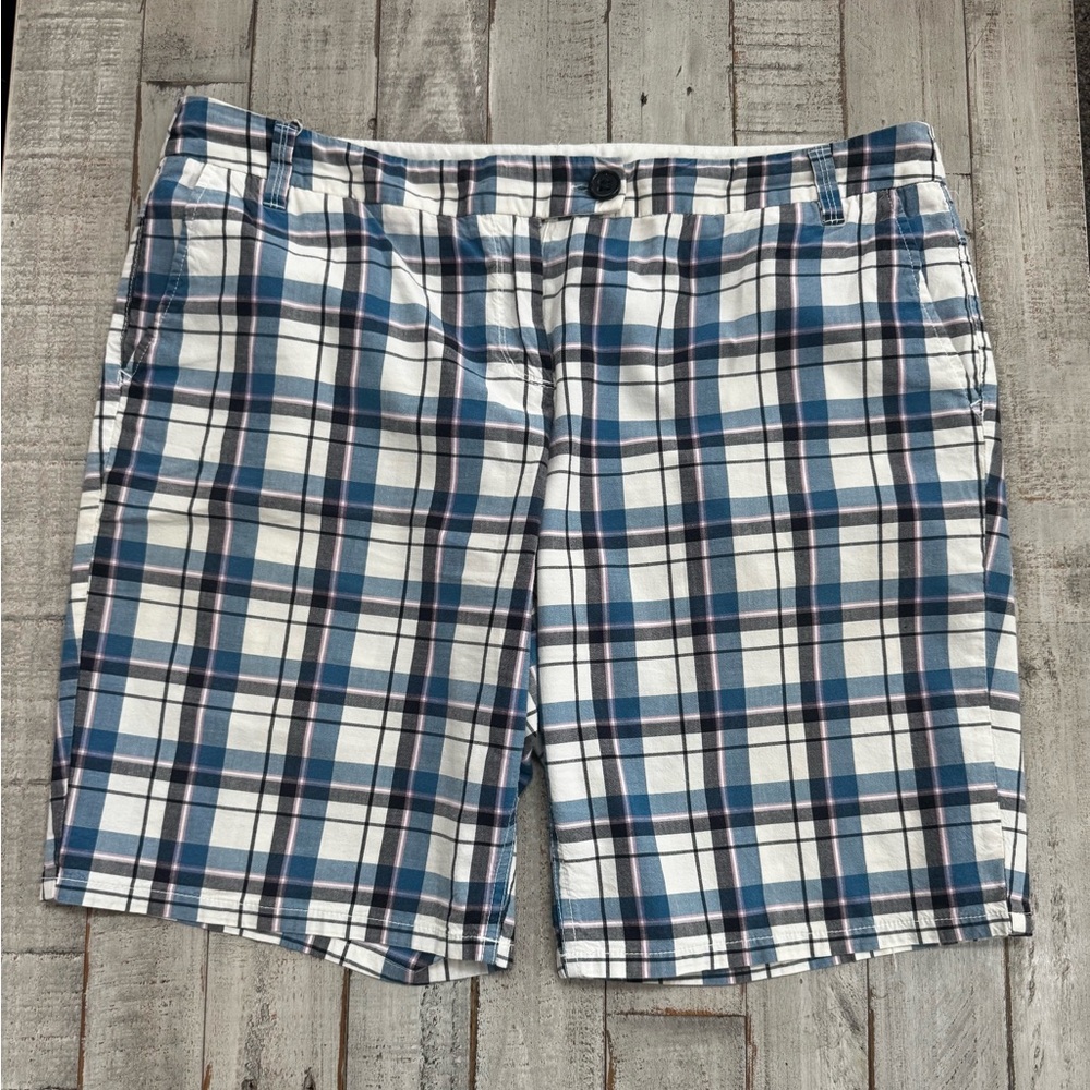 New York & Company Blue, Pink and White Plaid Women’s Bermuda Shorts